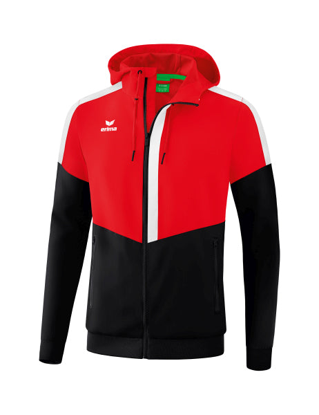 Erima - Squad Tracktop Jack Met Capuchon - Rood/Zwart/Wit