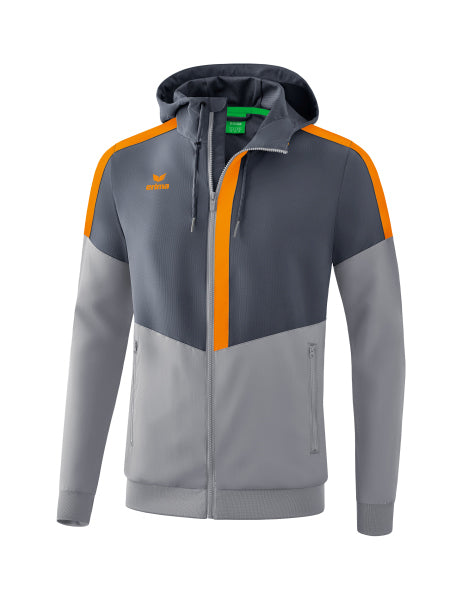 Erima - Squad Tracktop Jack Met Capuchon - Slate Grey/Monument Grey/ New Orange