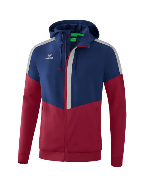 Erima - Squad Tracktop Jack Met Capuchon - New Navy/Bordeaux/Silver Grey