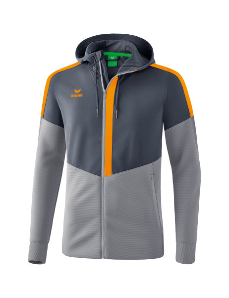 Erima - Squad Trainingsjack Met Capuchon - Slate Grey/Monument Grey/ New Orange