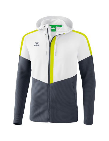 Erima - Squad Trainingsjack Met Capuchon - Wit/Slate Grey/Lime