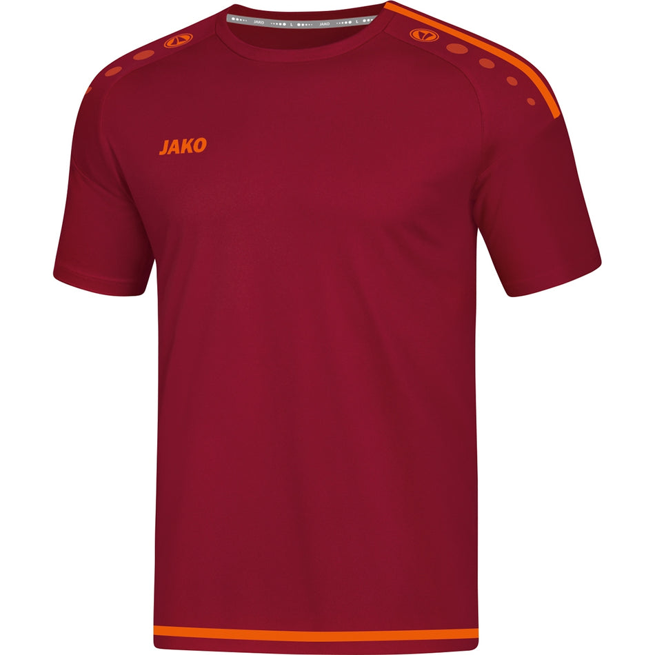 Jako - Shirt Striker 2.0  Km - Wijnrood/Fluo Oranje