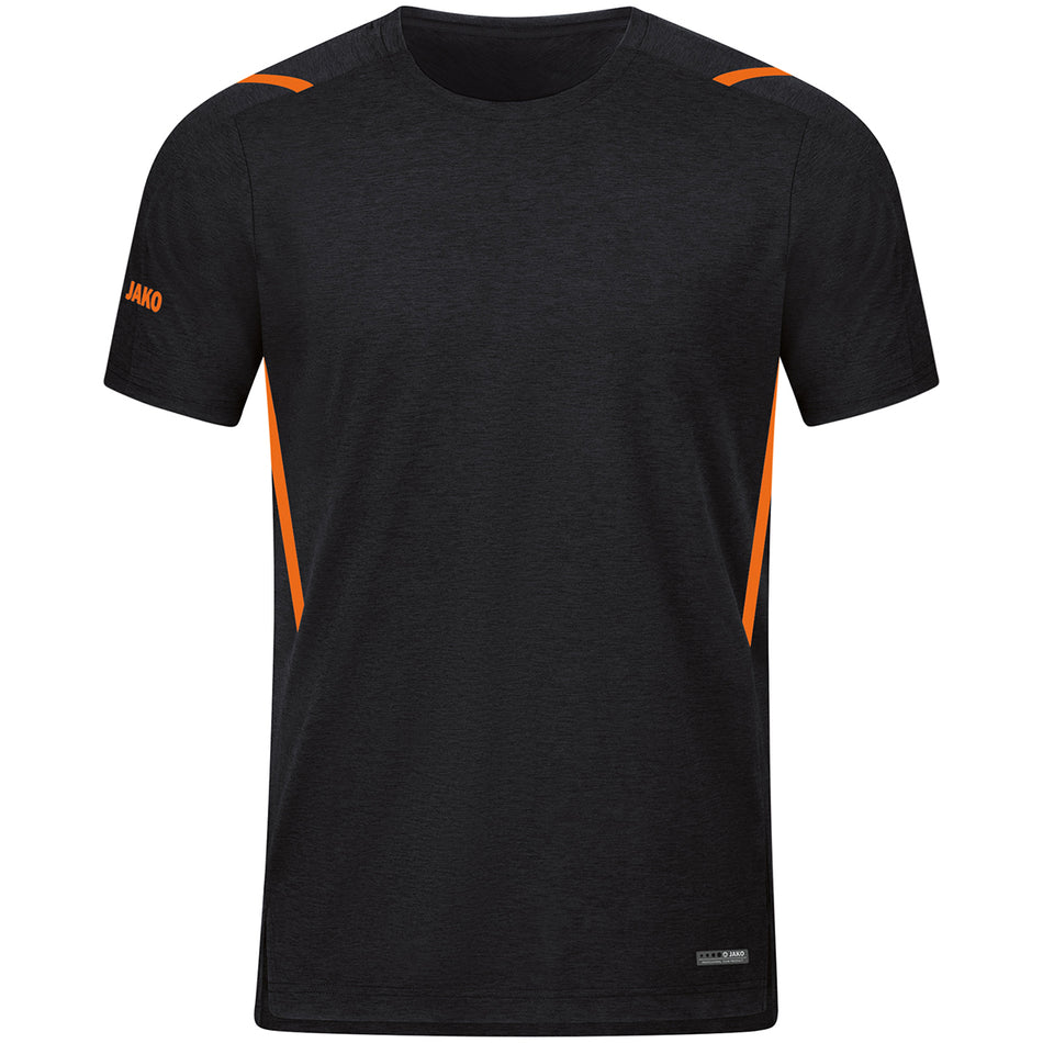 Jako - T-Shirt Challenge - Zwart Gemeleerd/Fluo Oranje