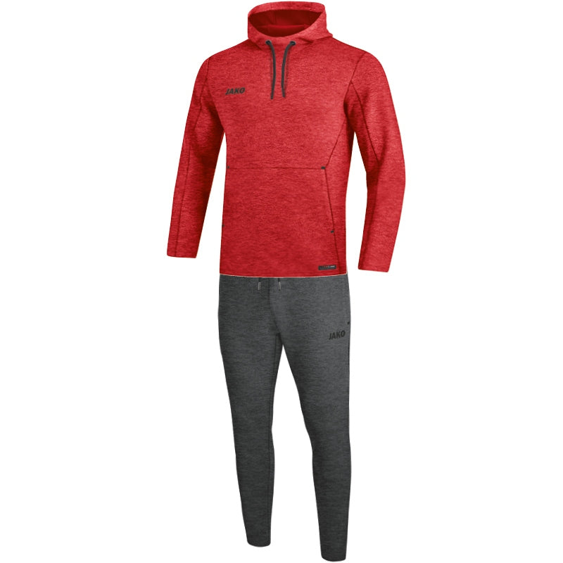 Jako - Joggingpak Met Sweaterkap Premium Basics - Rood Gemeleerd