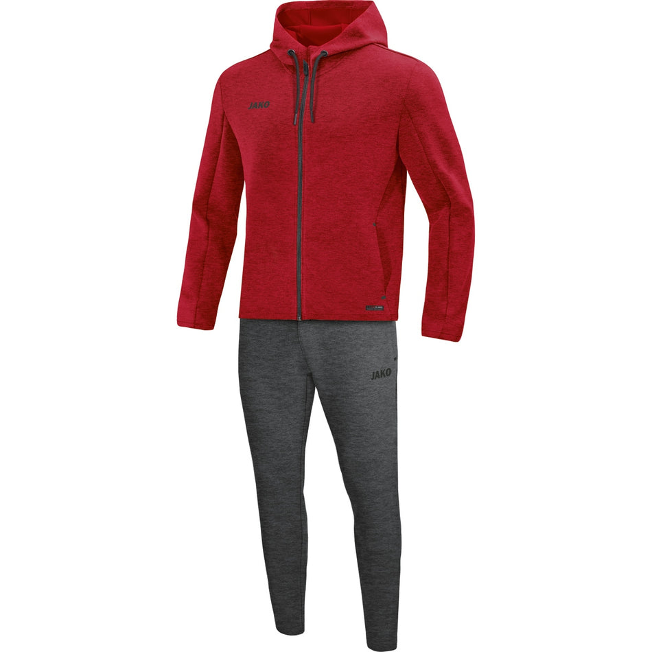 Jako - Joggingpak Met Kap Premium Basics - Rood Gemeleerd