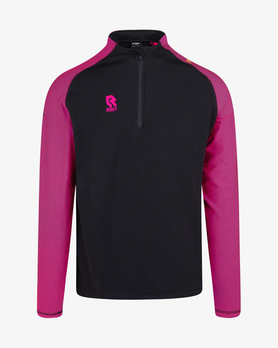 ROBEY - Performance Half-Zip Top - Black/Neon Pink