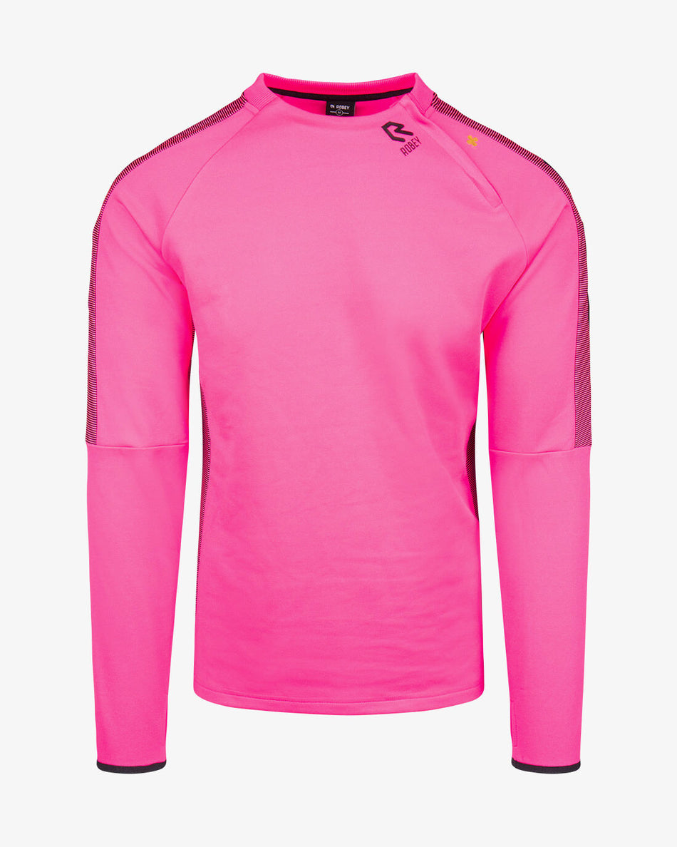 ROBEY - Performance Cross-Zip Sweater - Neon Pink