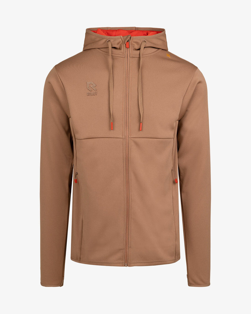 ROBEY - Off Pitch Scuba Full-Zip Hoodie - Brown