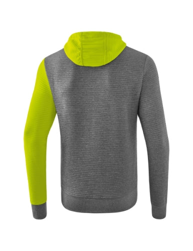 Erima 5-C trainingsjack met capuchon - grey melange/lime pop/zwart