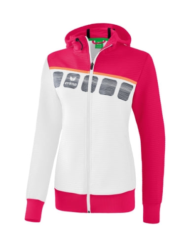 Erima 5-C trainingsjack met capuchon Dames - wit/love rose/peach