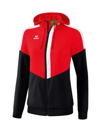 Erima Squad tracktop jack met capuchon Dames - rood/zwart/wit