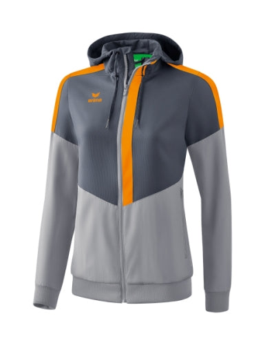 Erima Squad tracktop jack met capuchon Dames - slate grey/monument grey/ new orange