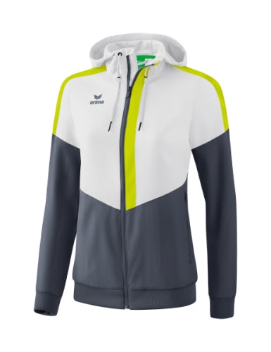 Erima Squad tracktop jack met capuchon Dames - wit/slate grey/lime