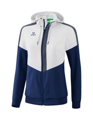 Erima Squad tracktop jack met capuchon Dames - wit/new navy/slate grey