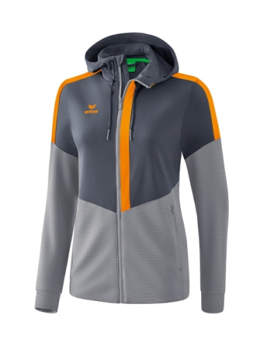 Erima Squad trainingsjack met capuchon Dames - slate grey/monument grey/ new orange