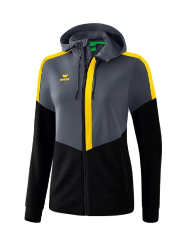 Erima Squad trainingsjack met capuchon Dames - slate grey/zwart/geel