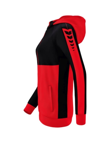 Erima Six Wings trainingsjack met capuchon Dames - rood/zwart