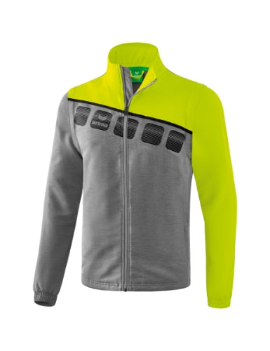 Erima 5-C jack met afneembare mouwen - grey melange/lime pop/zwart