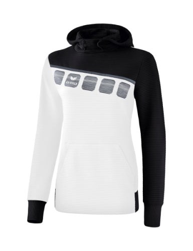 Erima 5-C sweatshirt met capuchon Dames - wit/zwart/donkergrijs