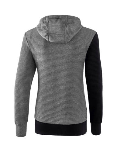 Erima 5-C sweatshirt met capuchon Dames - zwart/grey melange/wit