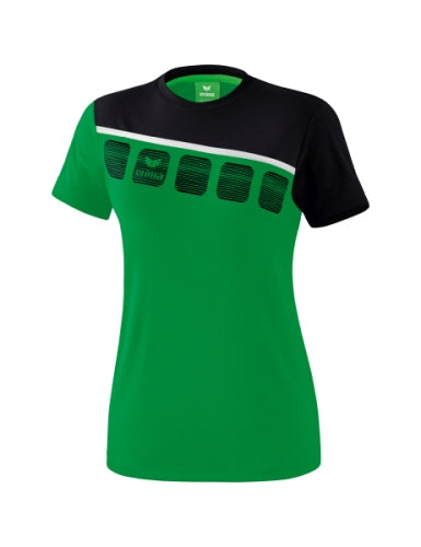 Erima 5-C T-shirt Dames - smaragd/zwart/wit