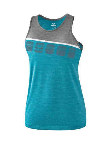 Erima 5-C tanktop Dames - oriental blue melange/grey melange/wit