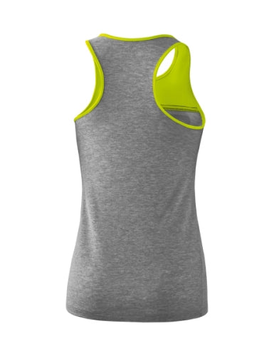 Erima 5-C tanktop Dames - grey melange/lime pop/zwart