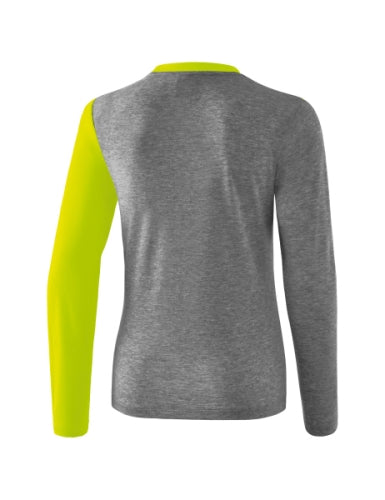 Erima 5-C longsleeve Dames - grey melange/lime pop/zwart